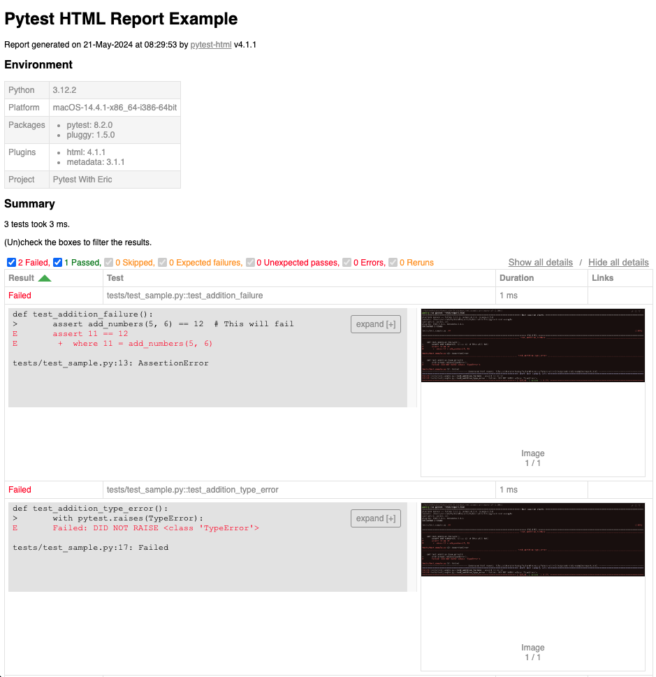 How To Create Custom HTML Test Reports With pytest-html | Pytest with Eric