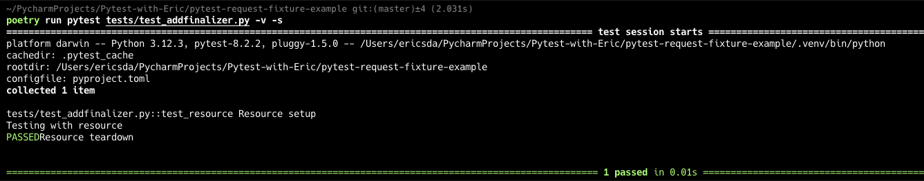 Pytest Request Fixture - Add Finalizer Pytest Request Fixture - Add Finalizer