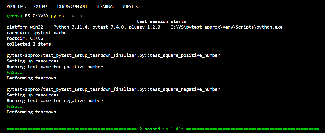 pytest setup teardown fixture finalization